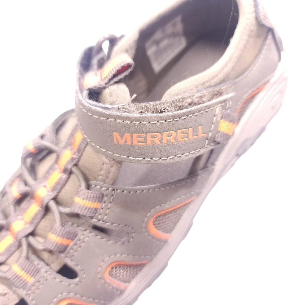 Merrell Fisherman Sandals Kids Size 1 Gray Leather Hiking Outdoor